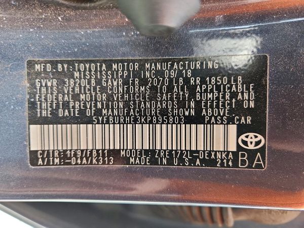 2019 TOYOTA COROLLA