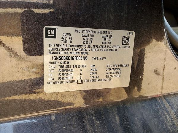 2016 CHEVROLET TAHOE LT