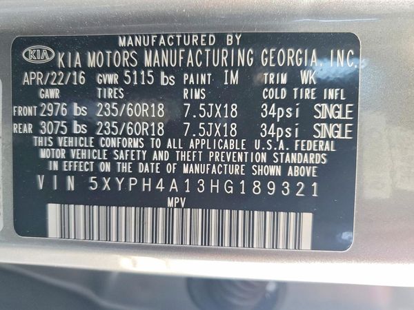 2017 KIA SORENTO EX