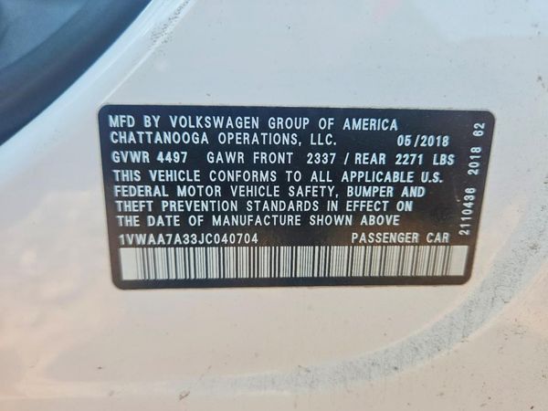2018 VOLKSWAGEN PASSAT