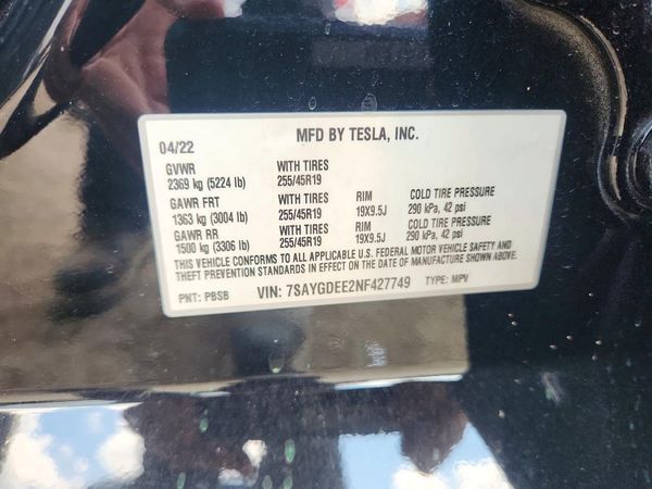 2022 TESLA MODEL  Y