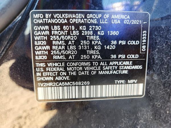 2021 VOLKSWAGEN ATLAS 4Motion SE w/ Tech