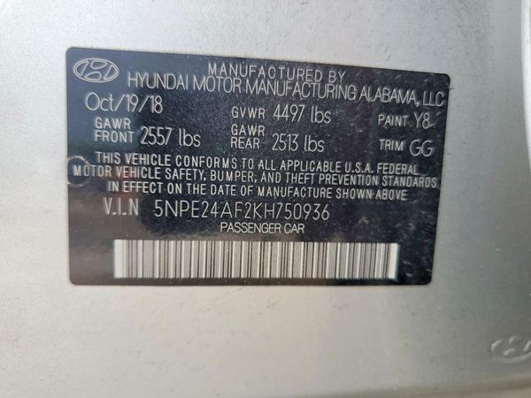 2019 HYUNDAI SONATA