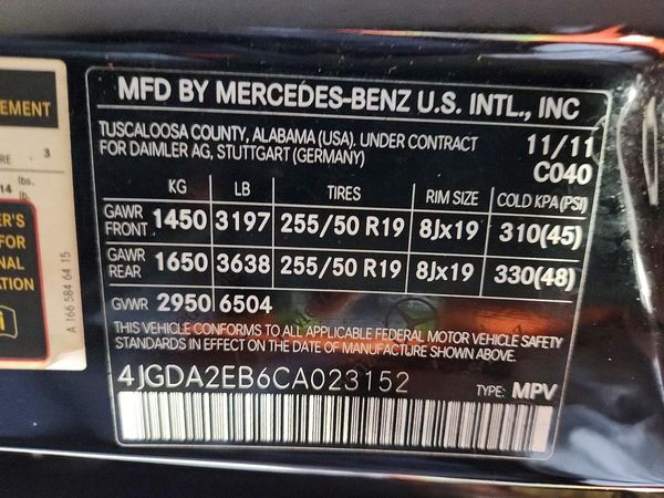 2012 MERCEDES-BENZ ML ML350 BLUETEC 4-MATIC