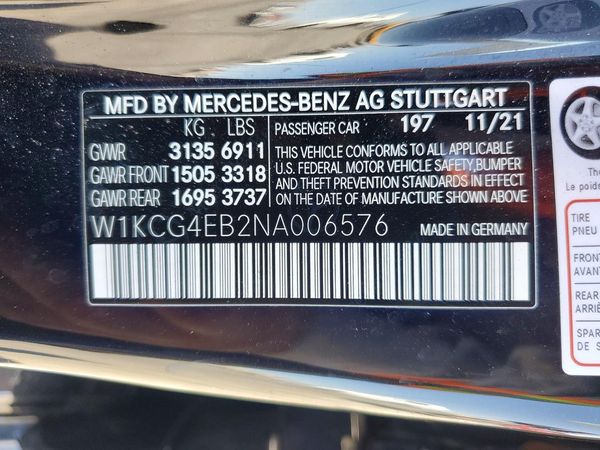 2022 MERCEDES-BENZ EQS SEDAN EQS 580 4MATIC