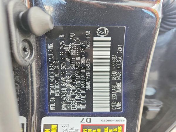 2019 LEXUS ES 350