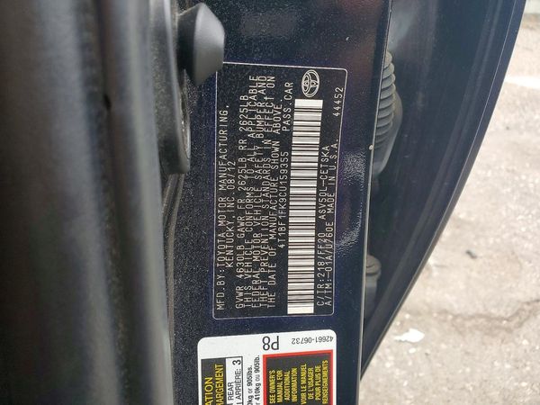 2012 TOYOTA CAMRY