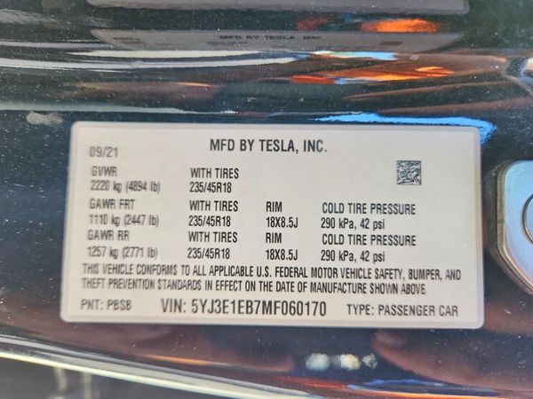 2021 TESLA MODEL 3