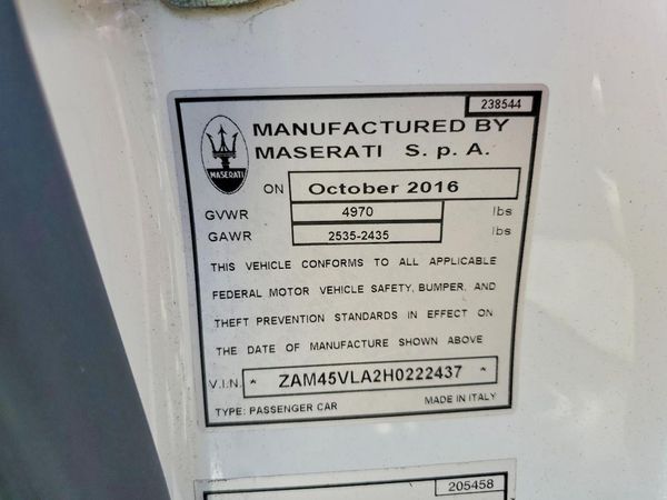 2017 MASERATI GRANTURISMO