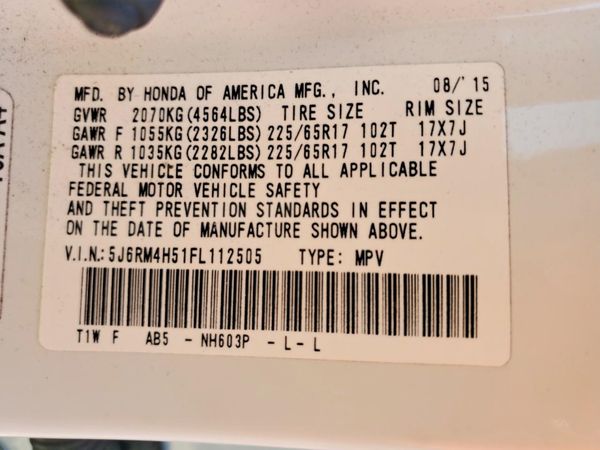 2015 HONDA CRV EX