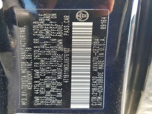 2018 TOYOTA CAMRY L/LE/SE/XLE