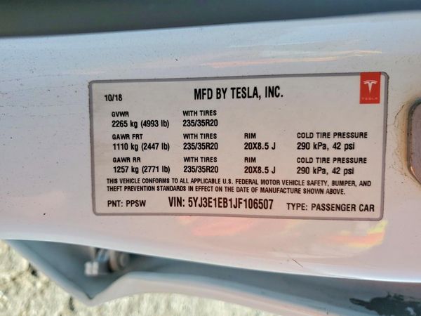 2018 TESLA MODEL 3