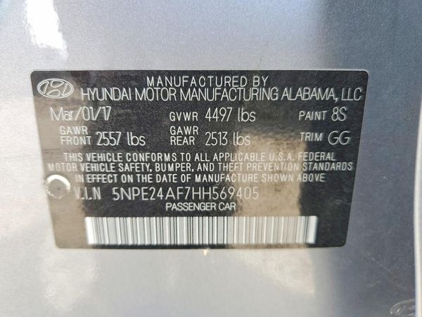 2017 HYUNDAI SONATA SE, Eco