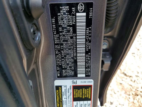 2015 TOYOTA CAMRY SOLA Hybrid — VINS