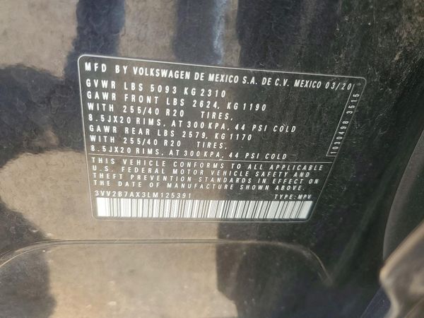 2020 VOLKSWAGEN TIGUAN 4Motion SE, 4Motion SEL