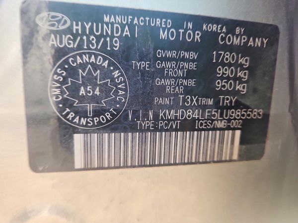 2020 HYUNDAI ELANTRA — VINS