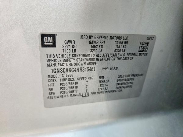 2017 CHEVROLET TAHOE LS — VINS
