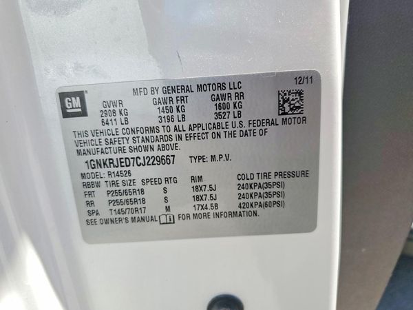 2012 CHEVROLET TRAVERSE 2LT