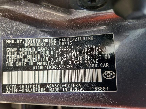 2016 TOYOTA CAMRY
