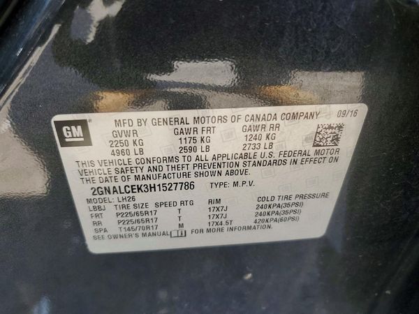 2017 CHEVROLET EQUINOX LT / FL