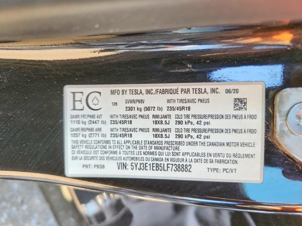 2020 TESLA MODEL 3