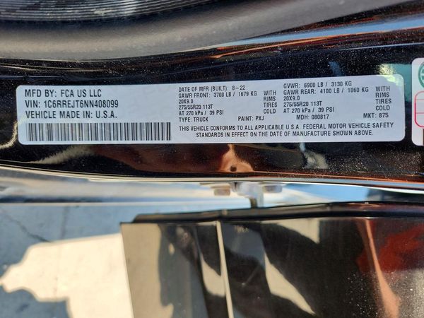 2022 RAM 1500 LARAMIE CREW CAB 4X2