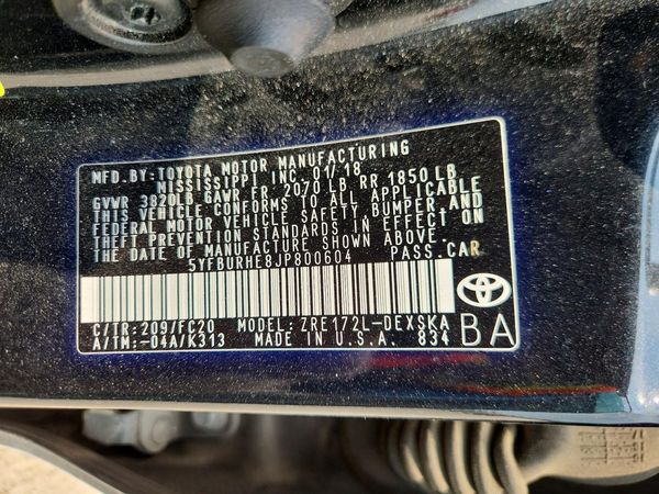 2018 TOYOTA COROLLA L/LE/SE/XLE/XSE