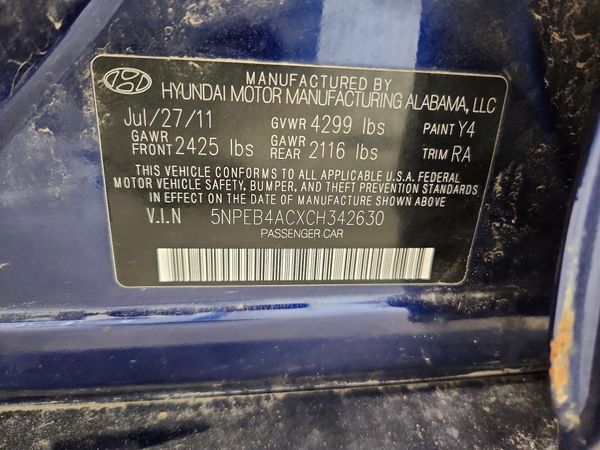 2012 HYUNDAI SONATA Middle-low level