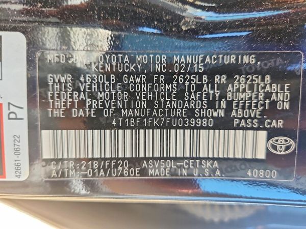 2015 TOYOTA CAMRY