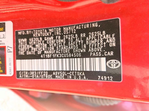 2012 TOYOTA CAMRY