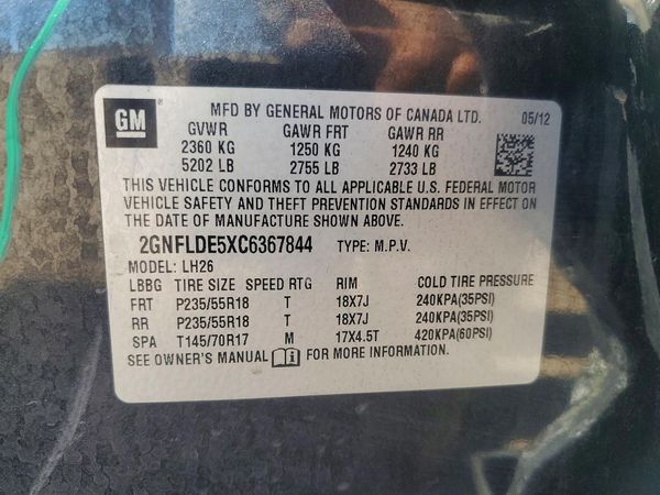 2012 CHEVROLET EQUINOX 1LT