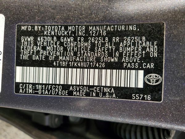 2017 TOYOTA CAMRY LE/SE/XLE/XSE