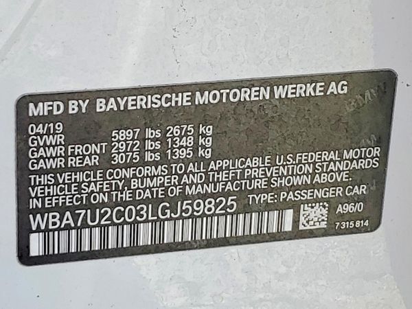 2020 BMW 7 SERIES xDrive — VINS