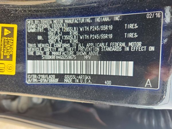 2016 TOYOTA HIGHLANDER Base/Hybrid