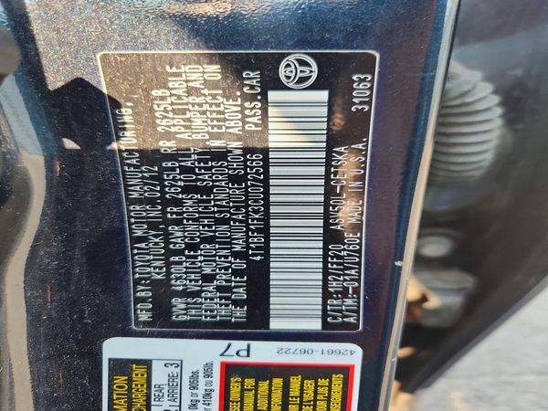 2012 TOYOTA CAMRY