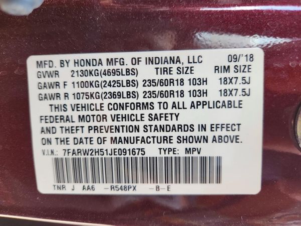 2018 HONDA CRV EX — VINS