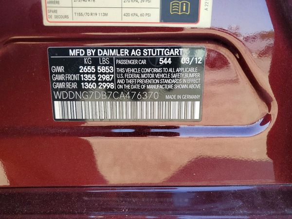 2012 MERCEDES-BENZ S S550
