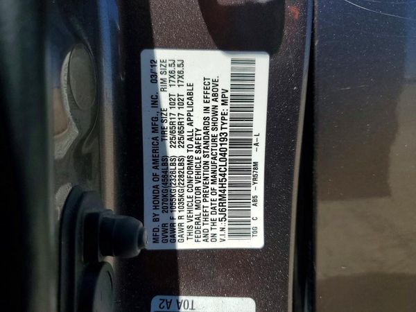 2012 HONDA CRV EX