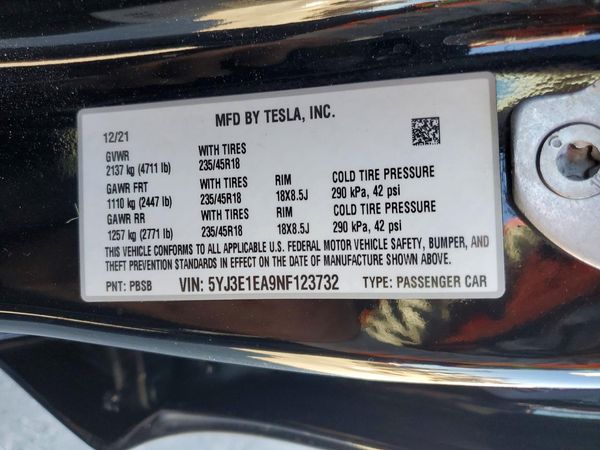 2022 TESLA MODEL 3
