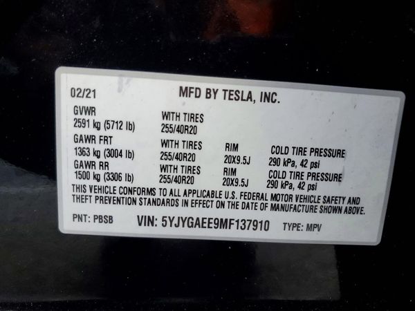 2021 TESLA MODEL Y