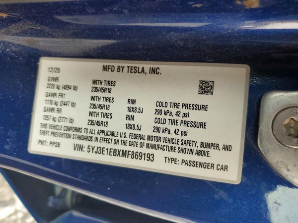 2021 TESLA MODEL 3