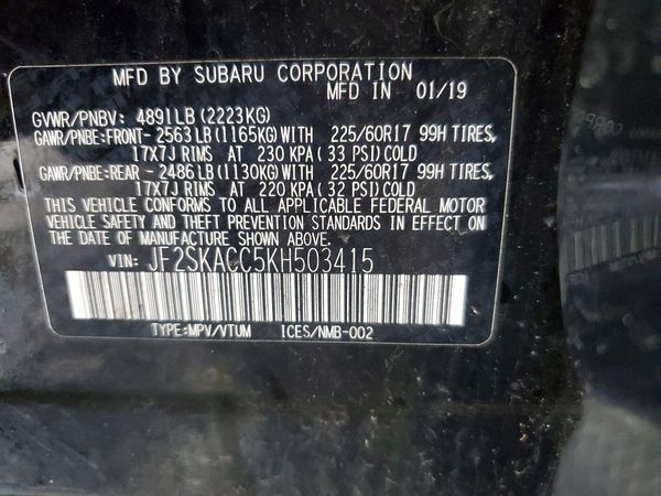 2019 SUBARU FORESTER Base P+ES