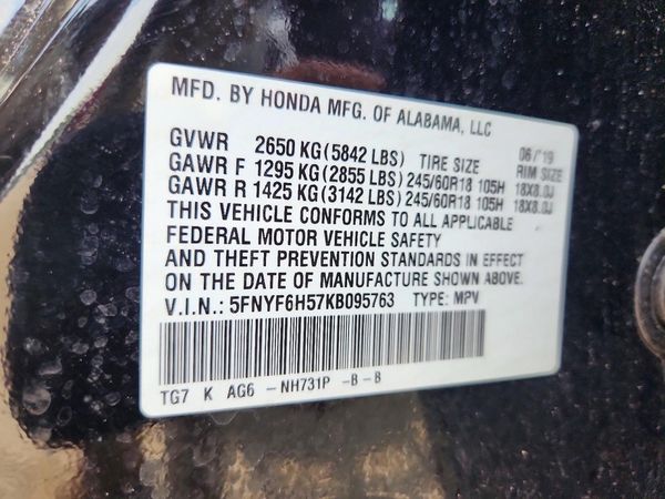 2019 HONDA PILOT EXL
