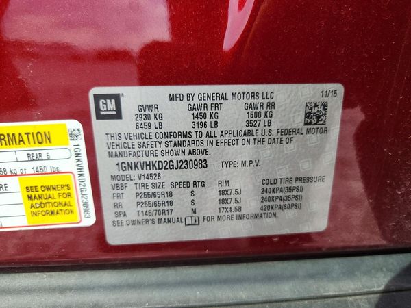 2016 CHEVROLET TRAVERSE 2LT