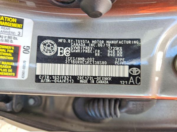 2019 TOYOTA COROLLA L/LE/SE/XLE/XSE