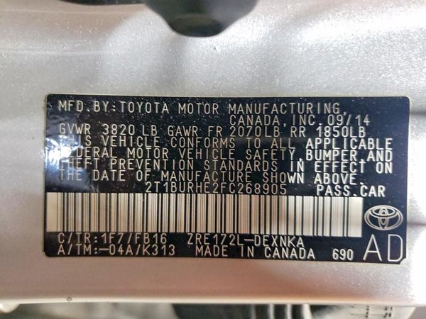 2015 TOYOTA COROLLA L/LE