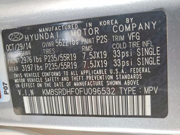 2015 HYUNDAI SANTA FE TOP