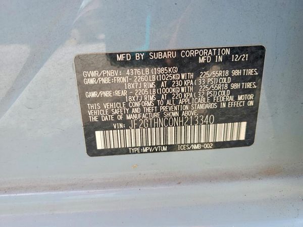 2022 SUBARU CROSSTREK Limited — VINS