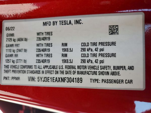 2022 TESLA MODEL 3