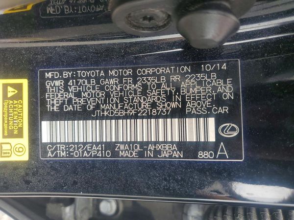 2015 LEXUS CT 200h